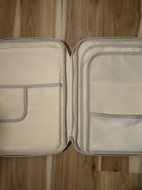 Floral Leaf Print Multifunctional File Bag Travel Pouch Navy, Blue, Coral Pink - Picture 3 of 6